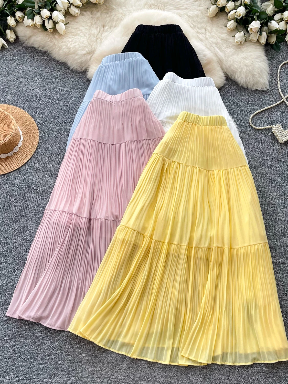 Korean Style High Waist Pleated Skirt Women's Summer A-Line Cake Skirt Slimming Versatile Midi Skirt Commute City Scene
Korean Style High Waist Pleated Skirt Women's Summer A-Line Cake Skirt Slimming Versatile Midi Skirt Commute City Scene
