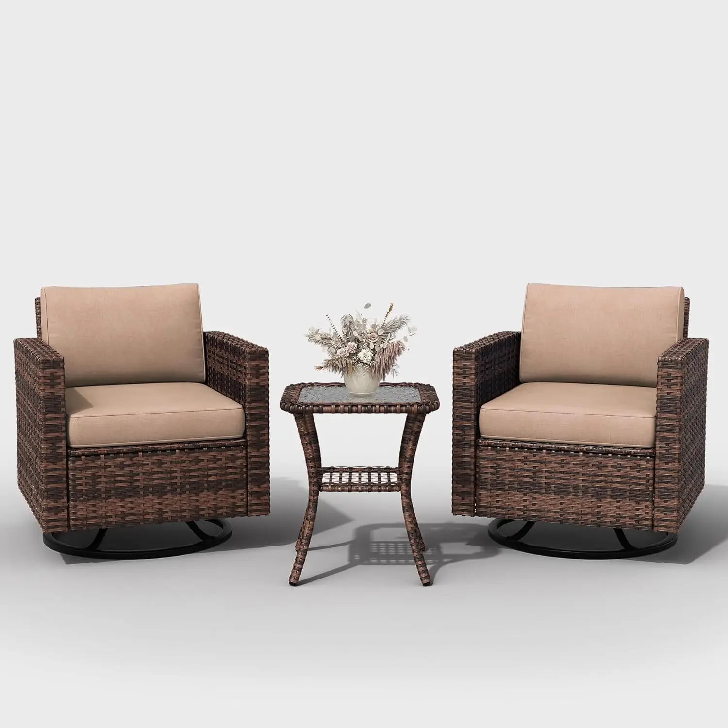 Комплект садовой мебели из 3 предметов, уличные кресла с поворотом на 360 градусов и функцией качания, современный плетеный набор для патио, на заказ
Комплект садовой мебели из 3 предметов, уличные кресла с поворотом на 360 градусов и функцией качания, современный плетеный набор для патио, на заказ