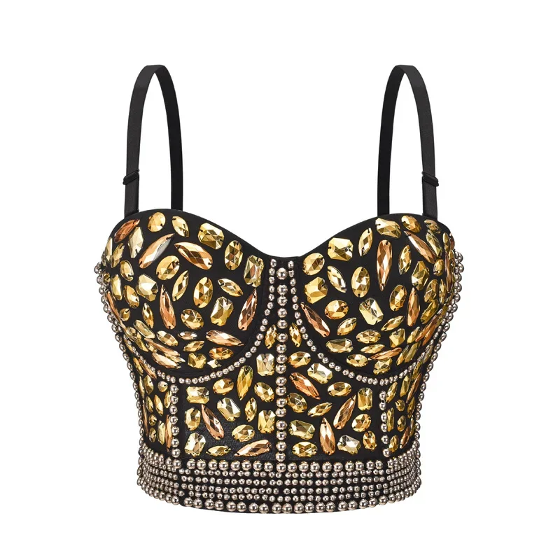Gold Beads & Rhinestone Bustier Crop Top Women Underwear Sexy Push Up Bra Stage Party Club Rock Rave Luxury Bralette With Straps
Gold Beads & Rhinestone Bustier Crop Top Women Underwear Sexy Push Up Bra Stage Party Club Rock Rave Luxury Bralette With Straps