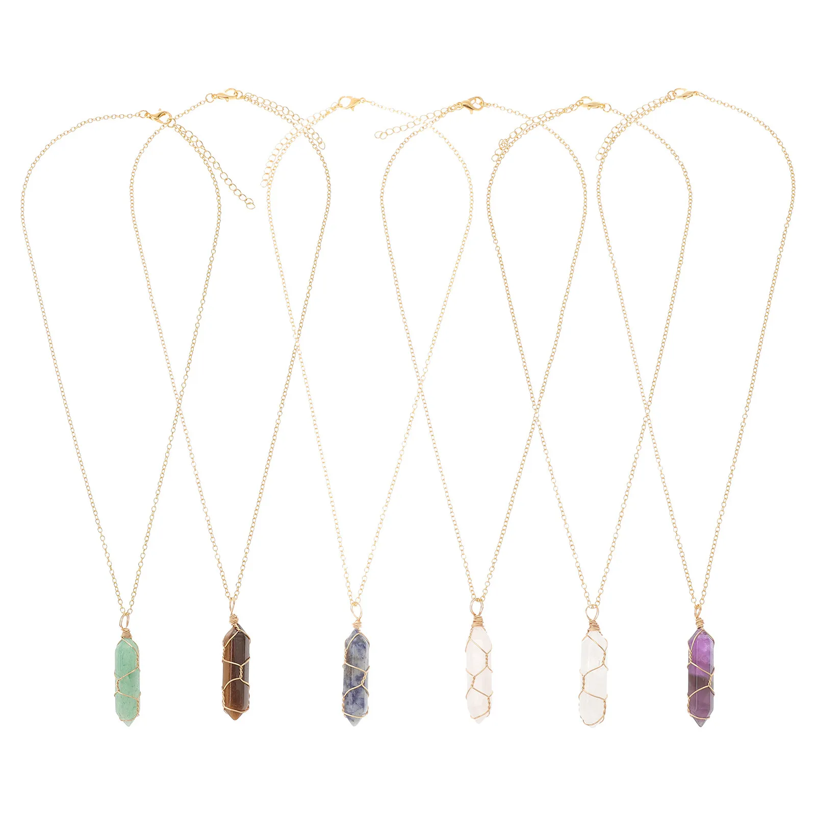 6Pcs Wire Wrapped Crystal Pendant Necklaces Natural Gemstone Jewelry for Women Elegant Fashion Statement Accessories
6Pcs Wire Wrapped Crystal Pendant Necklaces Natural Gemstone Jewelry for Women Elegant Fashion Statement Accessories