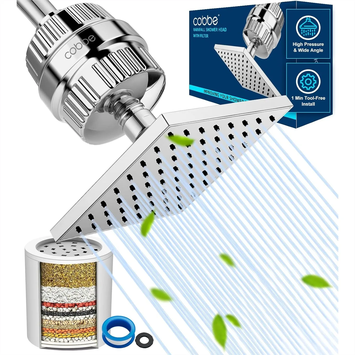 High Pressure Filtered Shower Head Combo, Rain Shower Head with 20-Stage Filter for Hard Water, Adjustable Replacement Removes
High Pressure Filtered Shower Head Combo, Rain Shower Head with 20-Stage Filter for Hard Water, Adjustable Replacement Removes