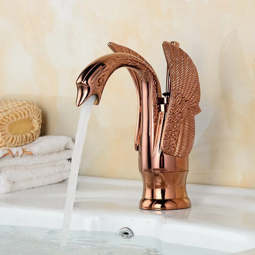 Rose Gold Brass Swan Shape Deck Mounted Single Handle Bathroom Basin Faucet Hot and Cold Water Mixer Taps zgf050
Rose Gold Brass Swan Shape Deck Mounted Single Handle Bathroom Basin Faucet Hot and Cold Water Mixer Taps zgf050