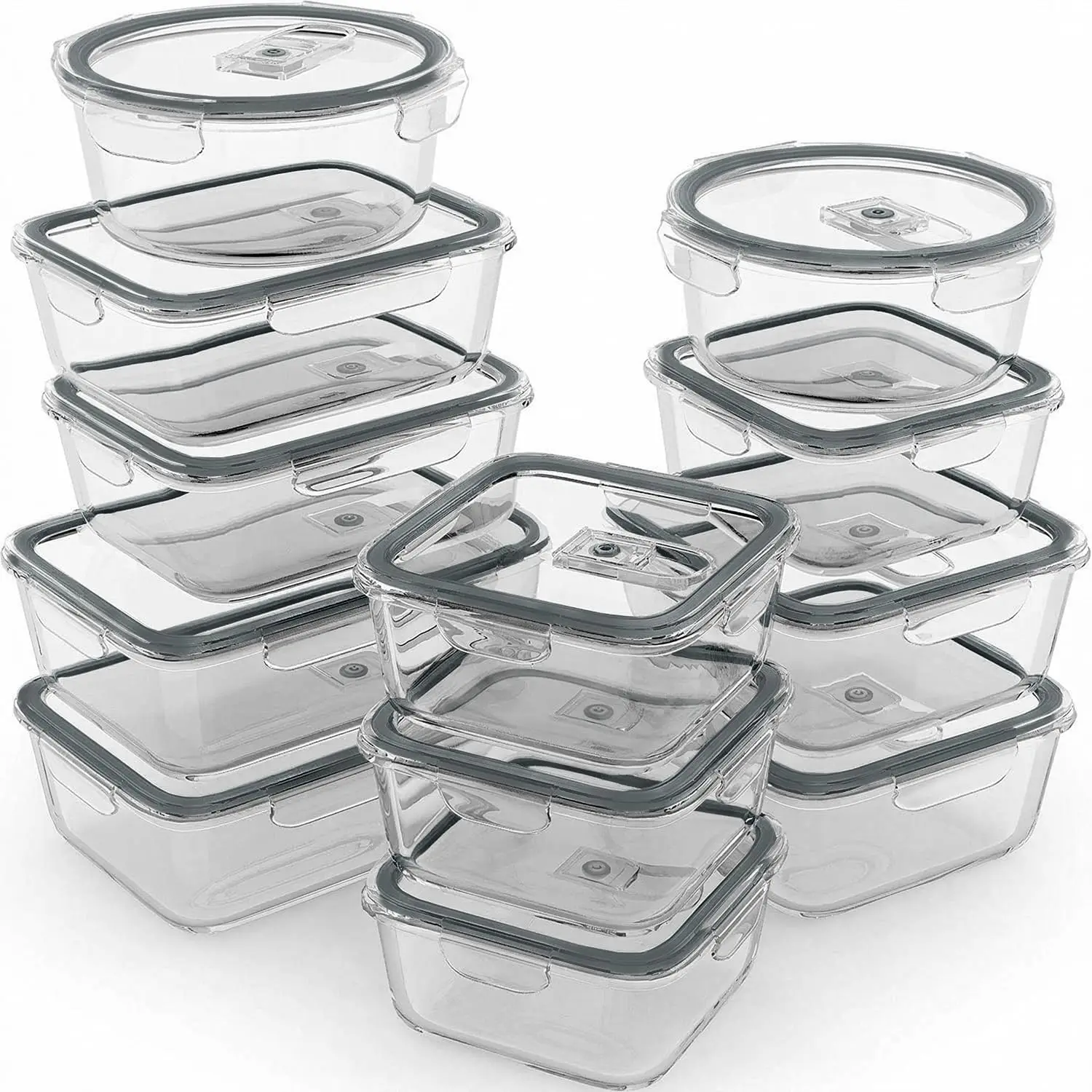 24 Pc Airtight Glass Food Storage Containers - Glass Meal Prep Containers - Freezer to Oven Safe - Steam Release Valve BPA Free
24 Pc Airtight Glass Food Storage Containers - Glass Meal Prep Containers - Freezer to Oven Safe - Steam Release Valve BPA Free