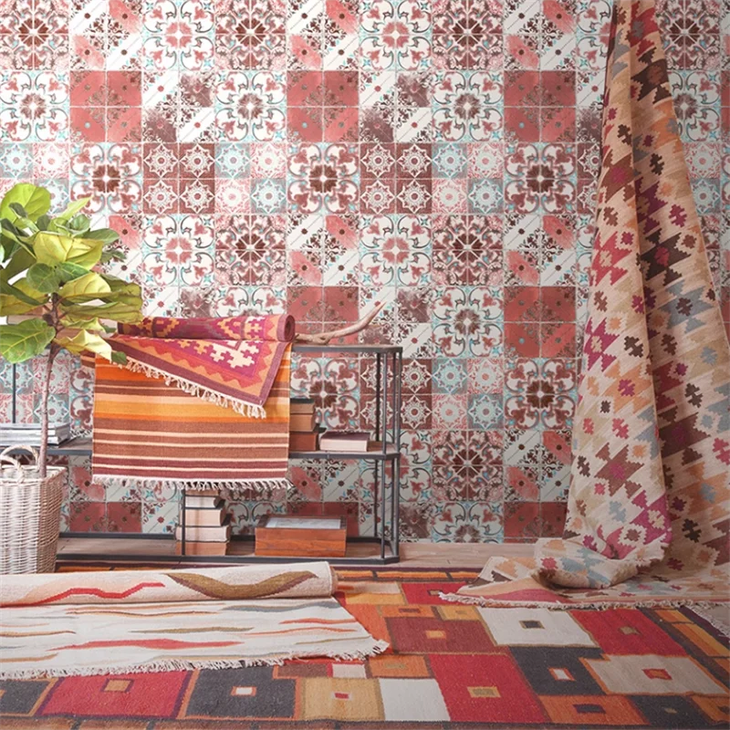 Bohemian ethnic style wallpaper Southeast Asian ceramic tile pattern living room restaurant background wallpaper papier peint
Bohemian ethnic style wallpaper Southeast Asian ceramic tile pattern living room restaurant background wallpaper papier peint