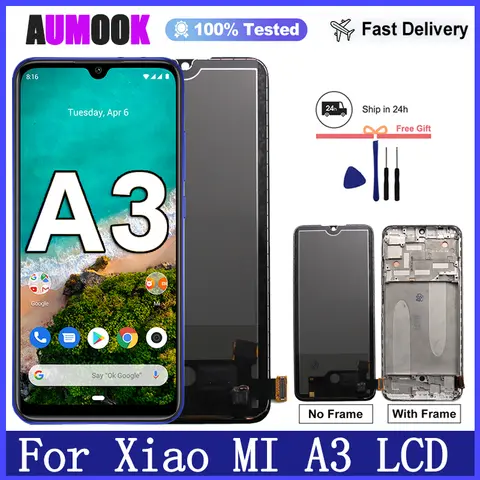 Xiaomi Mi A3 CC9E LCD Dokunmatik Ekran Değiştirme Çerçeve Ile Ekran Mi A3 M1906F9SH M1906F9SI LCD Ekran Meclisi