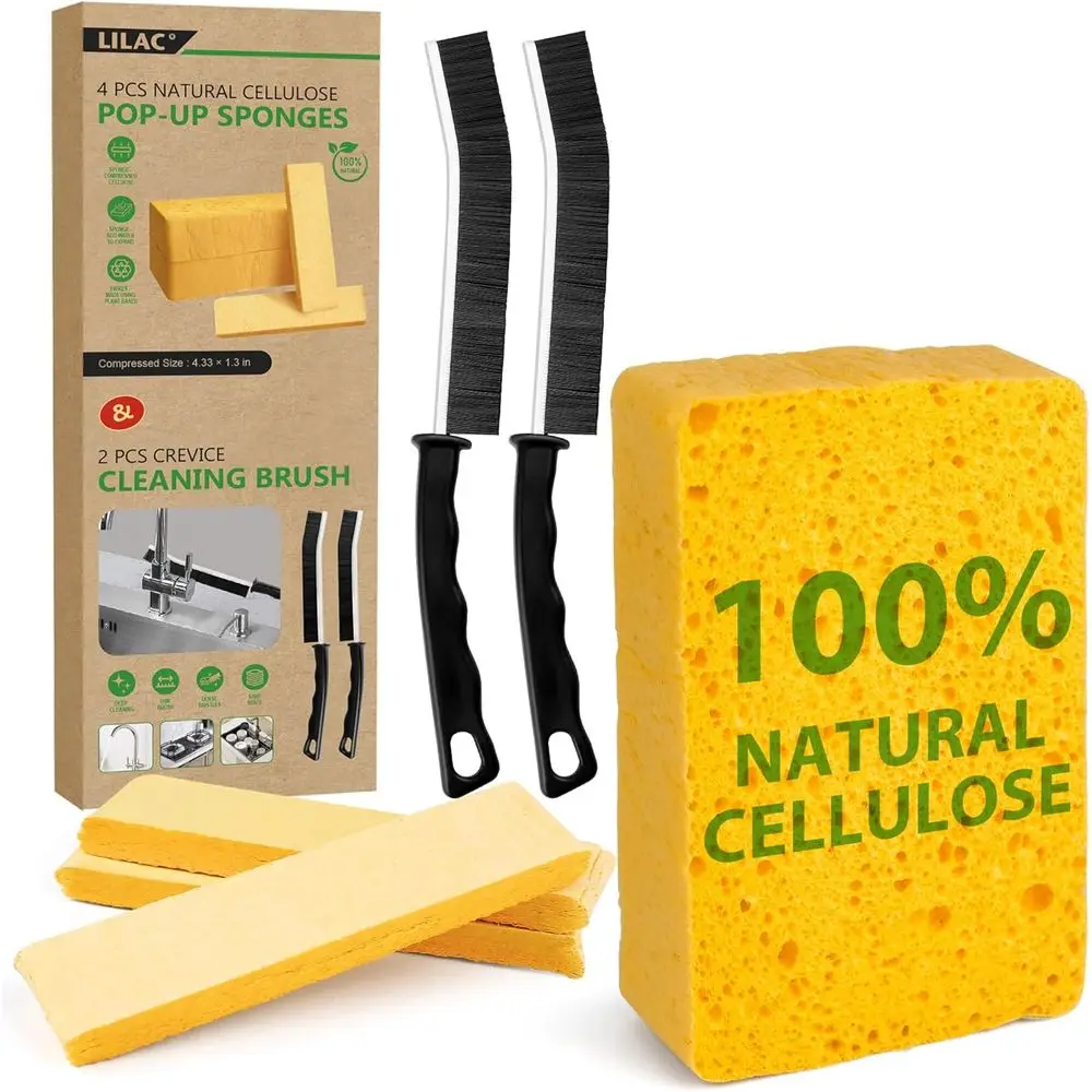6-Piece Deep Cleaning Kit: Dual Pack Crevice Brushes and Quartet Natural Cellulose Sponges for Gap Cleaning in Various Surfaces
6-Piece Deep Cleaning Kit: Dual Pack Crevice Brushes and Quartet Natural Cellulose Sponges for Gap Cleaning in Various Surfaces