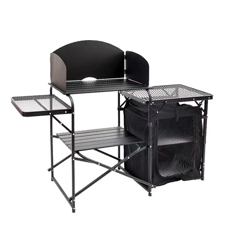 Multifunctional mobile kitchen camping picnic party aluminum alloy folding dining table with locker
Multifunctional mobile kitchen camping picnic party aluminum alloy folding dining table with locker
