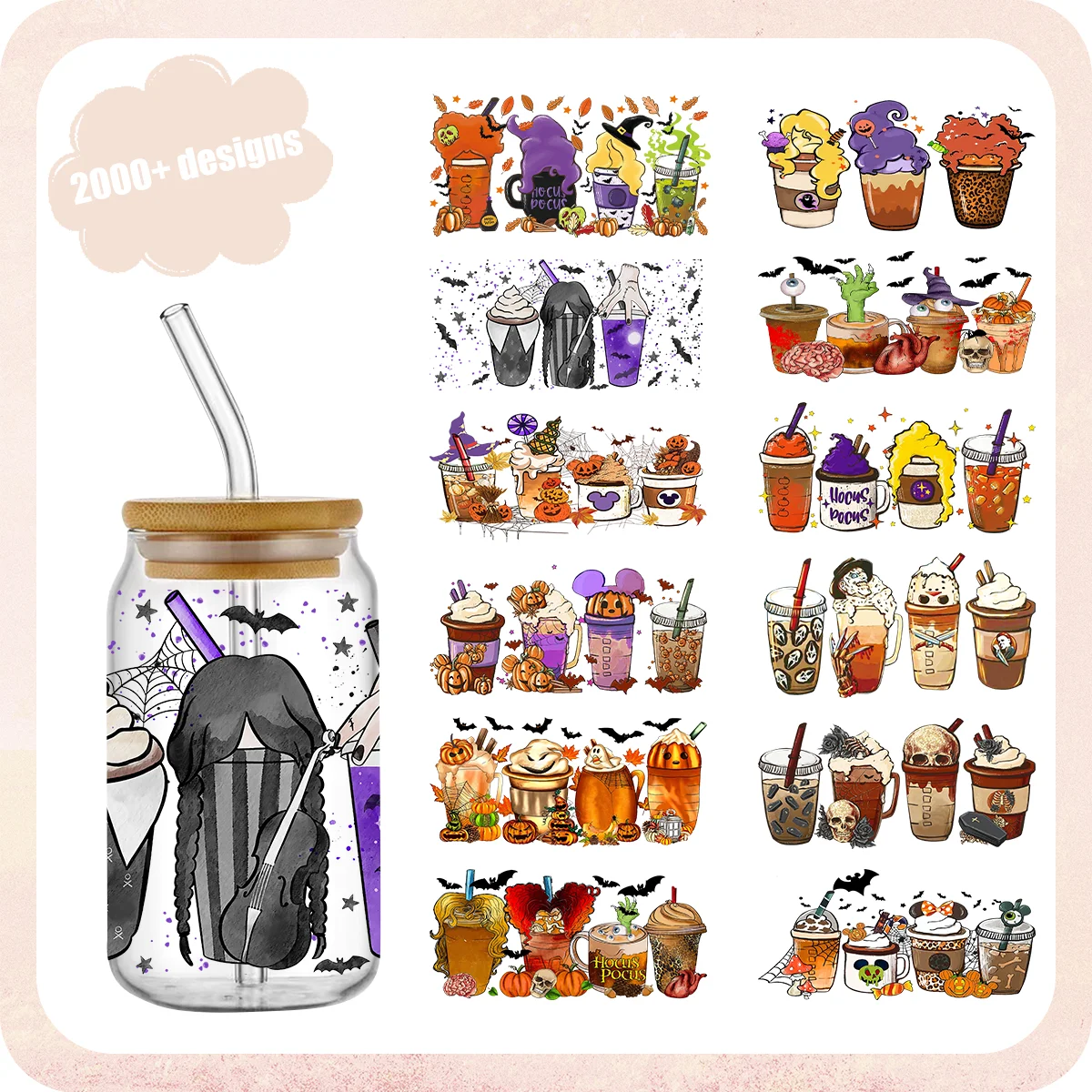 Halloween 16oz Libbey Glass Can Tumbler Sublimation Design Waterproof DTF Sticker Cups Cool UV Wrap Transfer Sticker
Halloween 16oz Libbey Glass Can Tumbler Sublimation Design Waterproof DTF Sticker Cups Cool UV Wrap Transfer Sticker
