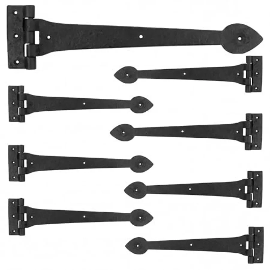 Pack 15 Inch Heavy-Duty T-Shape Strap Hinge with Screw Black Powder Coated Wrought Iron Spade Tip Strap Door Gate Hinges for Sh
Pack 15 Inch Heavy-Duty T-Shape Strap Hinge with Screw Black Powder Coated Wrought Iron Spade Tip Strap Door Gate Hinges for Sh