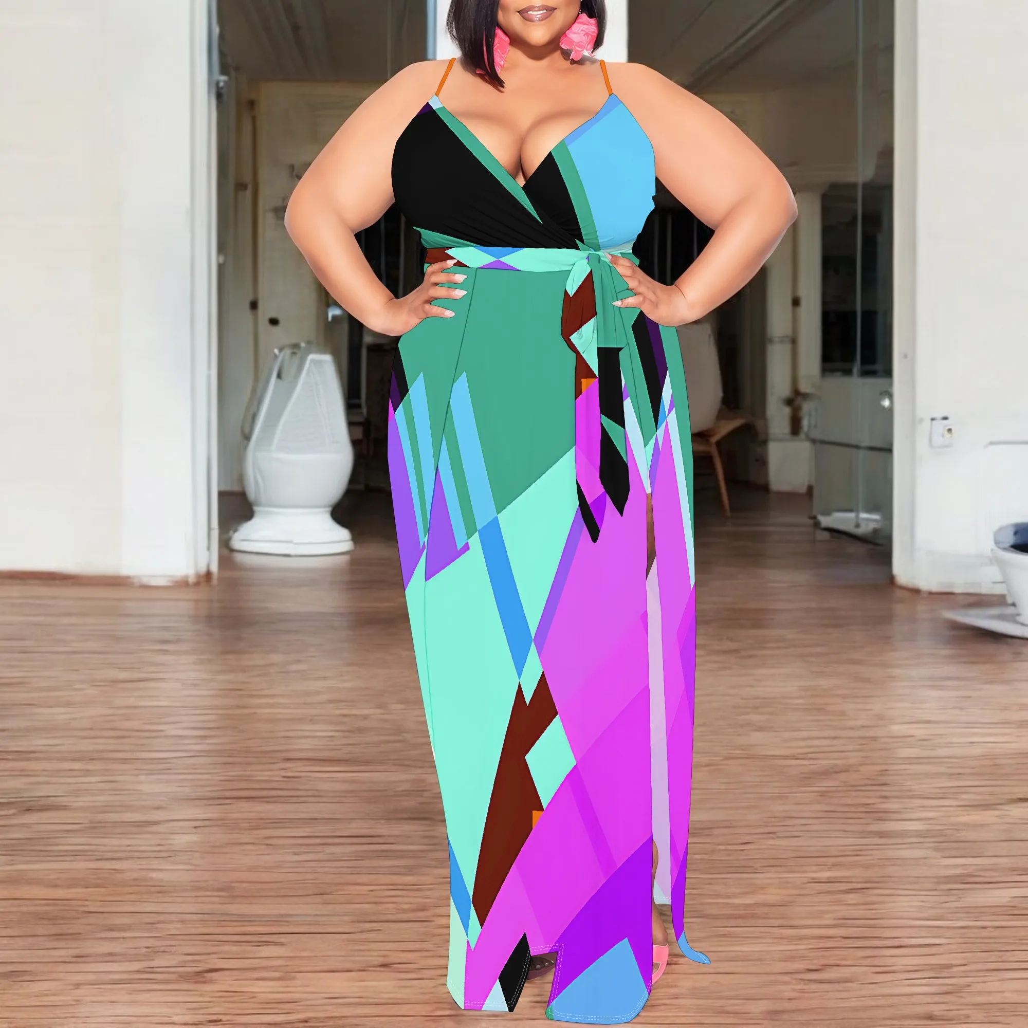 Plus Size Womens Sexy Casual Dresses for Curvy Women 3D Printed halterneck dress Short Sleeve Loose Maxi Dress
Plus Size Womens Sexy Casual Dresses for Curvy Women 3D Printed halterneck dress Short Sleeve Loose Maxi Dress