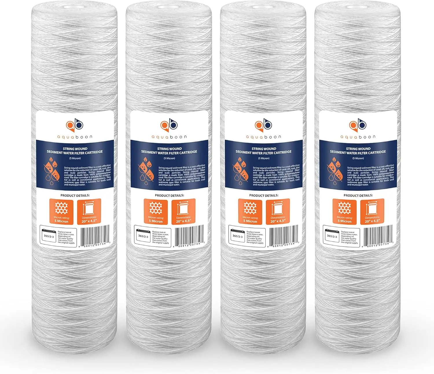 5 Micron 20 x 4.5 Sediment Water Filter - String Wound Water Filter Cartridges - Whole House Water Filter Replacement C
5 Micron 20 x 4.5 Sediment Water Filter - String Wound Water Filter Cartridges - Whole House Water Filter Replacement C