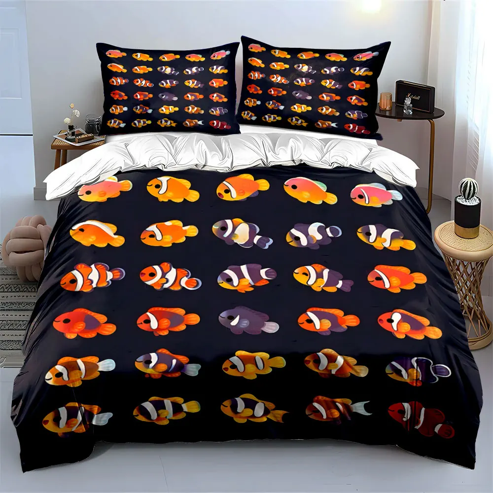 Cartoon colorful clownfish collection Print Soft Comfortable Duvet Cover Bedding Set Included 1*Duvet Cover 2*Pillowcases
Cartoon colorful clownfish collection Print Soft Comfortable Duvet Cover Bedding Set Included 1*Duvet Cover 2*Pillowcases