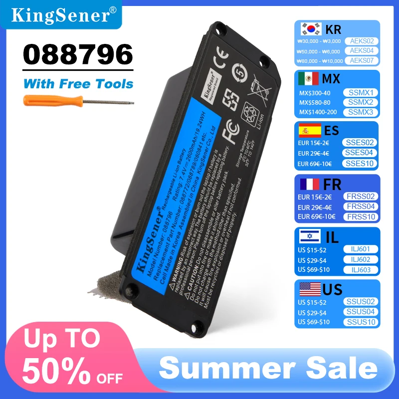 KingSener 088796 088789 088772 080841 Батарея беспроводного динамика Bluetooth-динамика для BOSE Soundlink Mini 2 7,4 В 2600 мАч/19,24 Втч
KingSener 088796 088789 088772 080841 Батарея беспроводного динамика Bluetooth-динамика для BOSE Soundlink Mini 2 7,4 В 2600 мАч/19,24 Втч