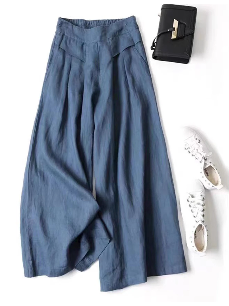High Waist Cotton Linen Wide Leg Pants Women's Summer Nine Points Straight Cut Skirt Pants for plus Size Rectangular Body Type
High Waist Cotton Linen Wide Leg Pants Women's Summer Nine Points Straight Cut Skirt Pants for plus Size Rectangular Body Type