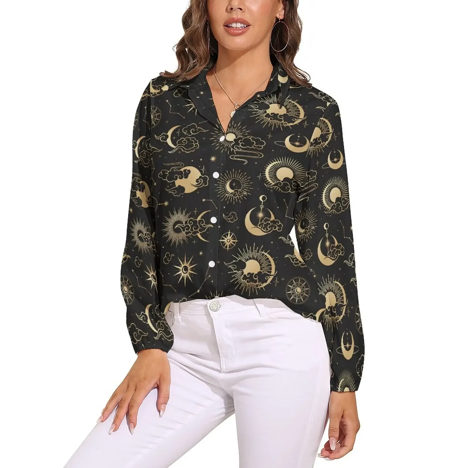 Fashion Spring Autumn New Style Long Sleeve Casual Shirt Vintage Astrology Blouse Woman Sun Moon and Stars Loose Blouses Shirt
Fashion Spring Autumn New Style Long Sleeve Casual Shirt Vintage Astrology Blouse Woman Sun Moon and Stars Loose Blouses Shirt