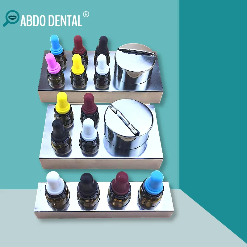 Dental Glass Dropper Bottle Set with Stainless Steel Base Colored Medicine Droppers & Cotton Jar Dental Clinic Supplies
Dental Glass Dropper Bottle Set with Stainless Steel Base Colored Medicine Droppers & Cotton Jar Dental Clinic Supplies