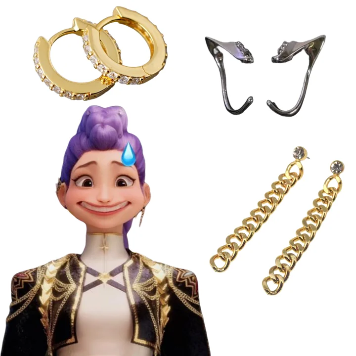 Kpop Demon Hunter Huntrix аниме Руми реквизит для косплея серьги унисекс готический хип-хоп зажимы для ушей цепочка серьги аксессуары для Хэллоуина 
Kpop Demon Hunter Huntrix аниме Руми реквизит для косплея серьги унисекс готический хип-хоп зажимы для ушей цепочка серьги аксессуары для Хэллоуина