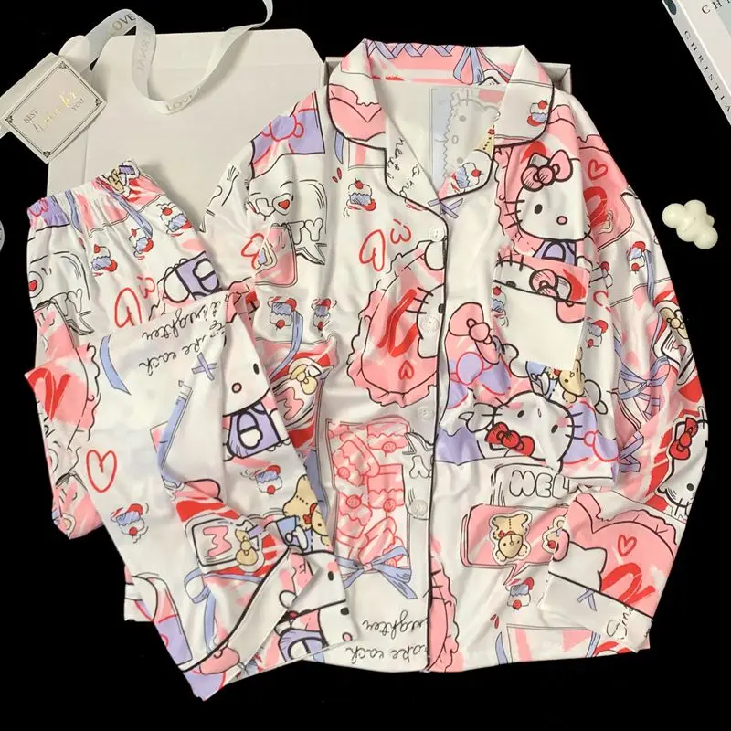 Sanrio Hello Kitty Neglige Ladies Women Clothes Kawaii Cartoon School Pajamas Long Sleeve Pant Spring Nightgown Home Clothes Set
Sanrio Hello Kitty Neglige Ladies Women Clothes Kawaii Cartoon School Pajamas Long Sleeve Pant Spring Nightgown Home Clothes Set