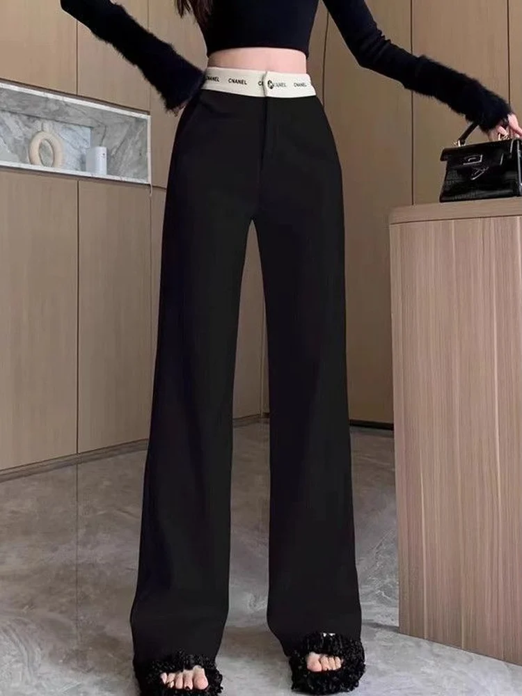 High Waist Straight Leg Nine-Piece Pants plus Size 300 Pou Simple Slimming Women's Casual Trousers Spring Autumn Faion
High Waist Straight Leg Nine-Piece Pants plus Size 300 Pou Simple Slimming Women's Casual Trousers Spring Autumn Faion