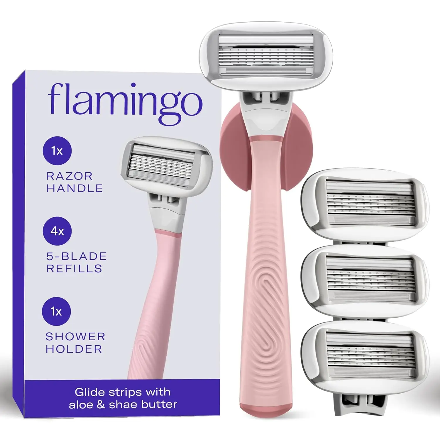 Shaving Razor Set for Women - Original Razor Handle, 4 Blade Refills, and Shower Holder - Rose
Shaving Razor Set for Women - Original Razor Handle, 4 Blade Refills, and Shower Holder - Rose