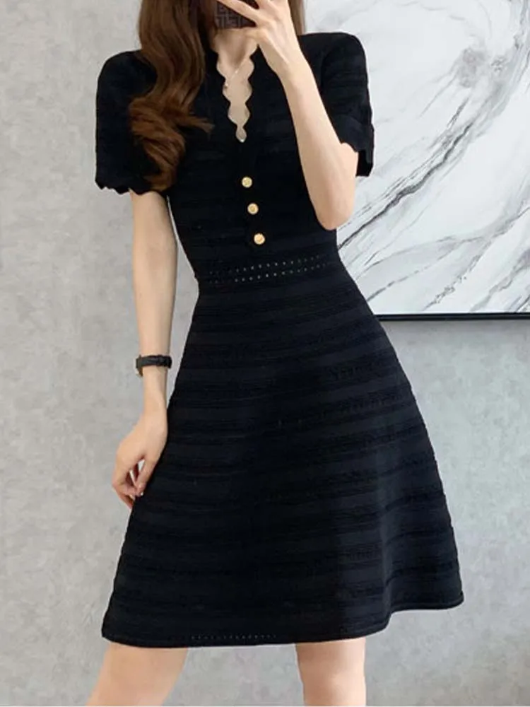 Leisure V-Neck Short Sleeved Slim Knit Dress 2025 New Fashionable Summer Women'S Clothing
Leisure V-Neck Short Sleeved Slim Knit Dress 2025 New Fashionable Summer Women'S Clothing
