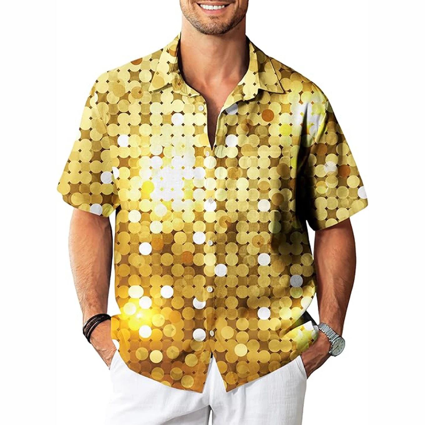 KYKU Мужская рубашка в стиле диско 70-х годов, винтажные рубашки на пуговицах с коротким рукавом
KYKU Мужская рубашка в стиле диско 70-х годов, винтажные рубашки на пуговицах с коротким рукавом