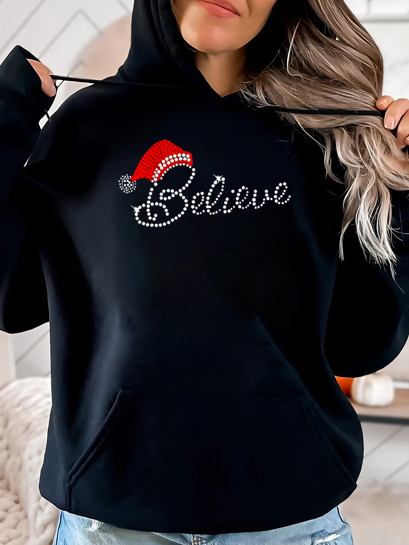 Верьте Рождественская шляпа Санта-Клауса со стразами и принтом, женская праздничная повседневная одежда, черная, больших размеров
Верьте Рождественская шляпа Санта-Клауса со стразами и принтом, женская праздничная повседневная одежда, черная, больших размеров