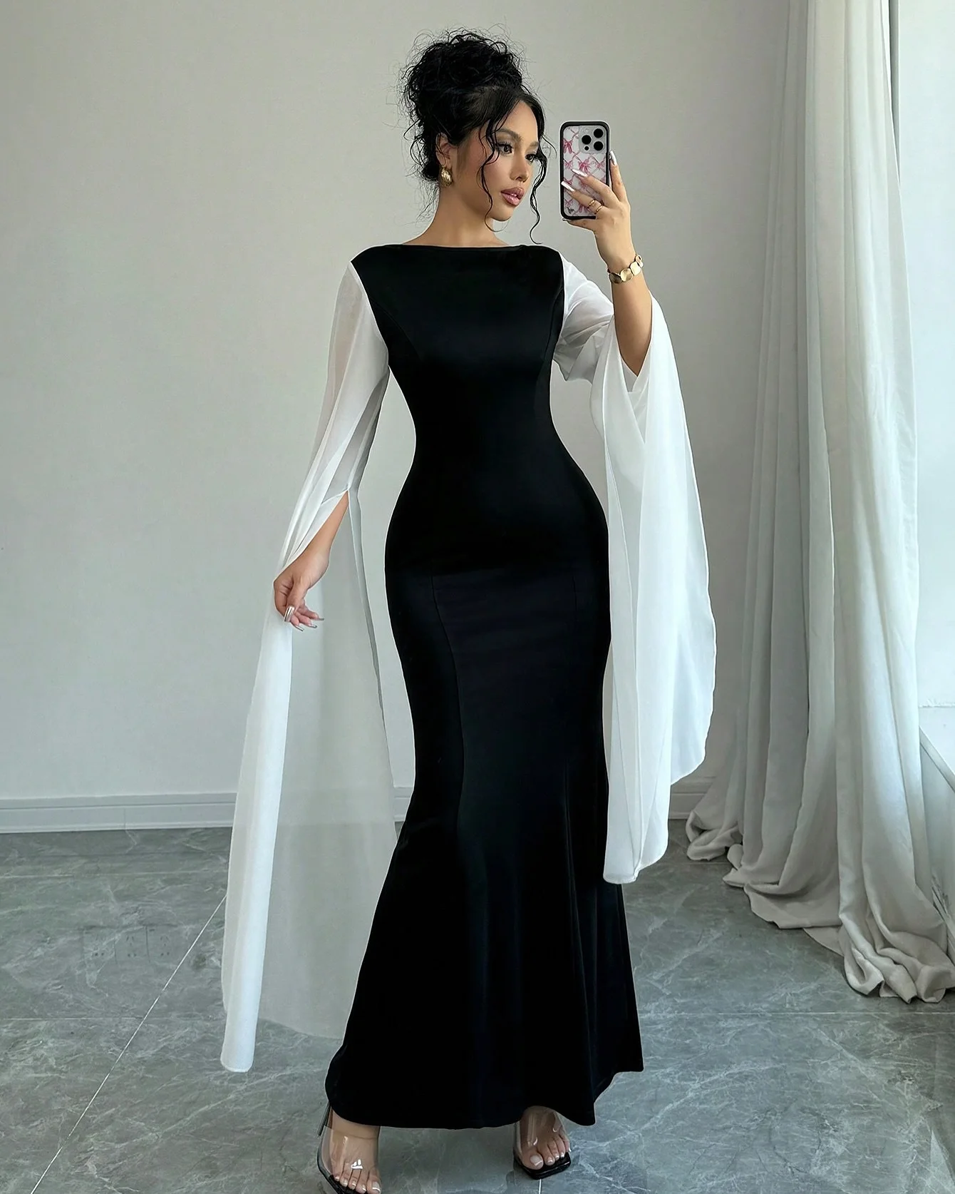 Customized Classic Mermaid O-Neck Long Sleeves Evening Dresses Graceful Contrast Color Pleats Vestido De Festa Vestido
Customized Classic Mermaid O-Neck Long Sleeves Evening Dresses Graceful Contrast Color Pleats Vestido De Festa Vestido