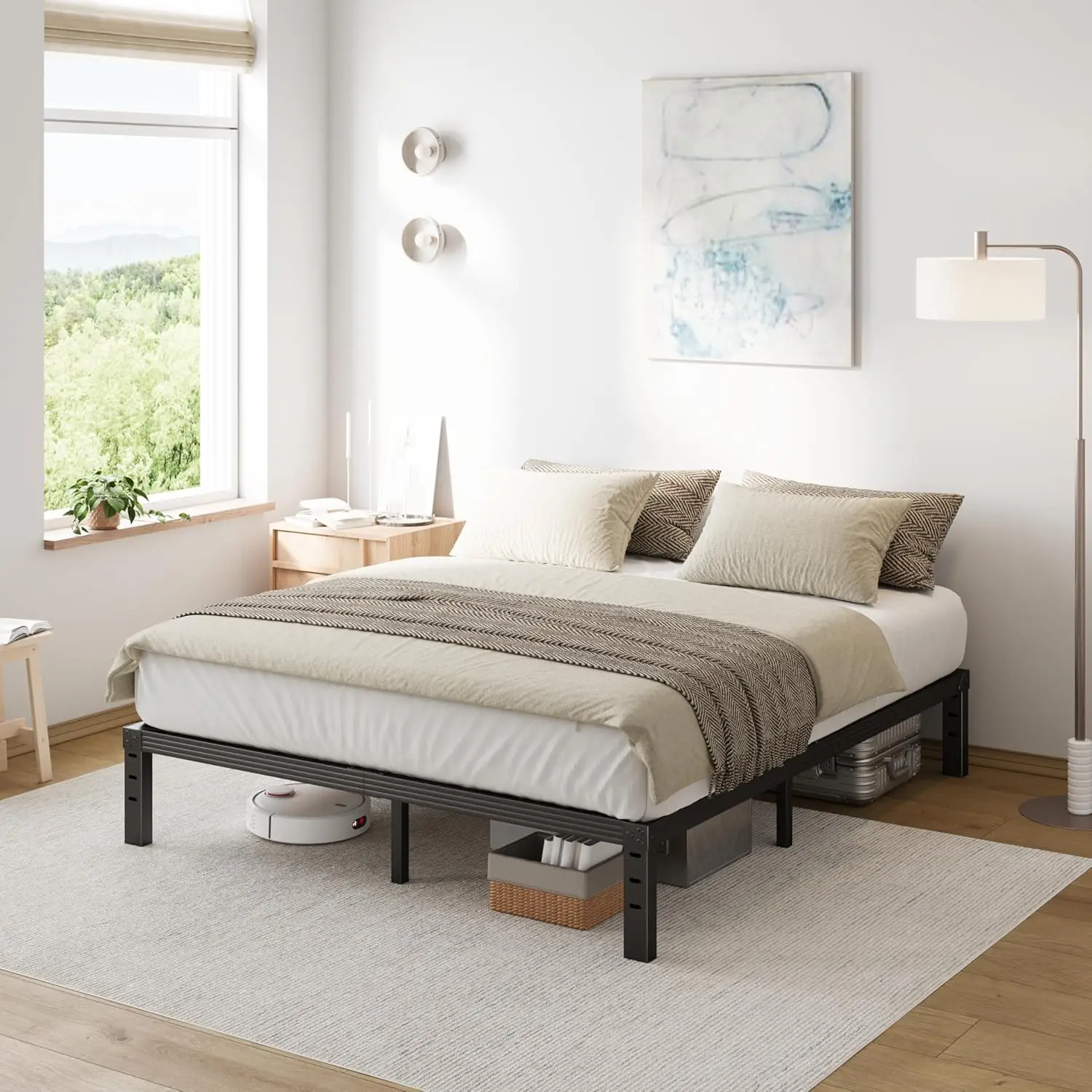 Queen Bed Frame Heavy Duty,12"" High Bla Metal Platform Bed Frame,Sturdy Steel Frame,No Box Spring Ned,Noise-Free,Easy Assembly
Queen Bed Frame Heavy Duty,12"" High Bla Metal Platform Bed Frame,Sturdy Steel Frame,No Box Spring Ned,Noise-Free,Easy Assembly