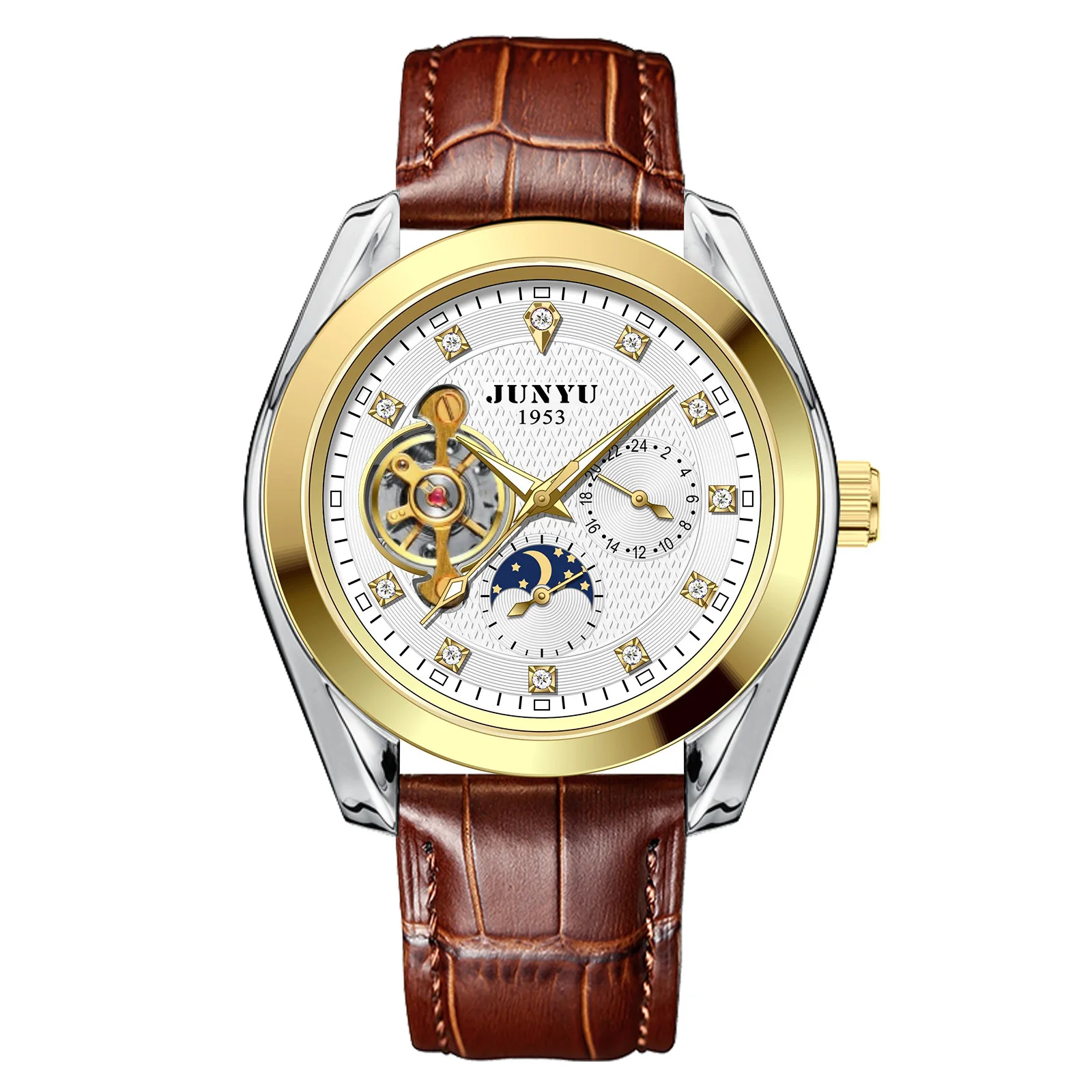 Luxury Men‘s Mechanical Watch Leather Strap Hollow out Tourbillon Wristwatch Automatic Self-winding Clock Relogio Masculine
Luxury Men‘s Mechanical Watch Leather Strap Hollow out Tourbillon Wristwatch Automatic Self-winding Clock Relogio Masculine