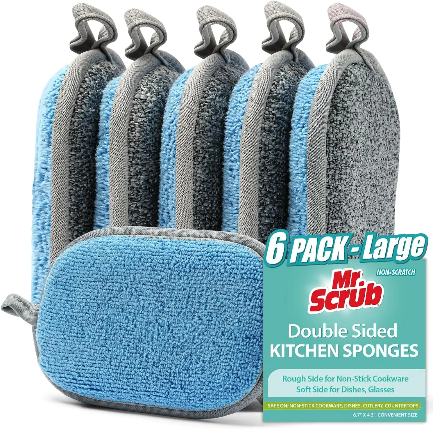 Non Scratch Dish Sponge for Washing Dishes Cleaning Kitchen, Rough Scrubbers Side for Non-Stick Cookware, Soft (6 Pack, Large)
Non Scratch Dish Sponge for Washing Dishes Cleaning Kitchen, Rough Scrubbers Side for Non-Stick Cookware, Soft (6 Pack, Large)