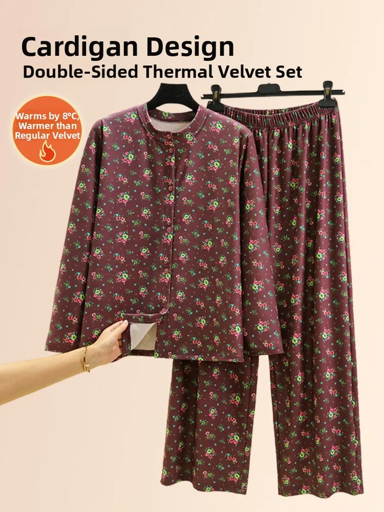 Loose Mommy Style Velvet Cardigan Set Women's Large Size Button up Sleepwear Pants Autumn Winter Flannel Home Clothes Two Pie...
Loose Mommy Style Velvet Cardigan Set Women's Large Size Button up Sleepwear Pants Autumn Winter Flannel Home Clothes Two Pie...