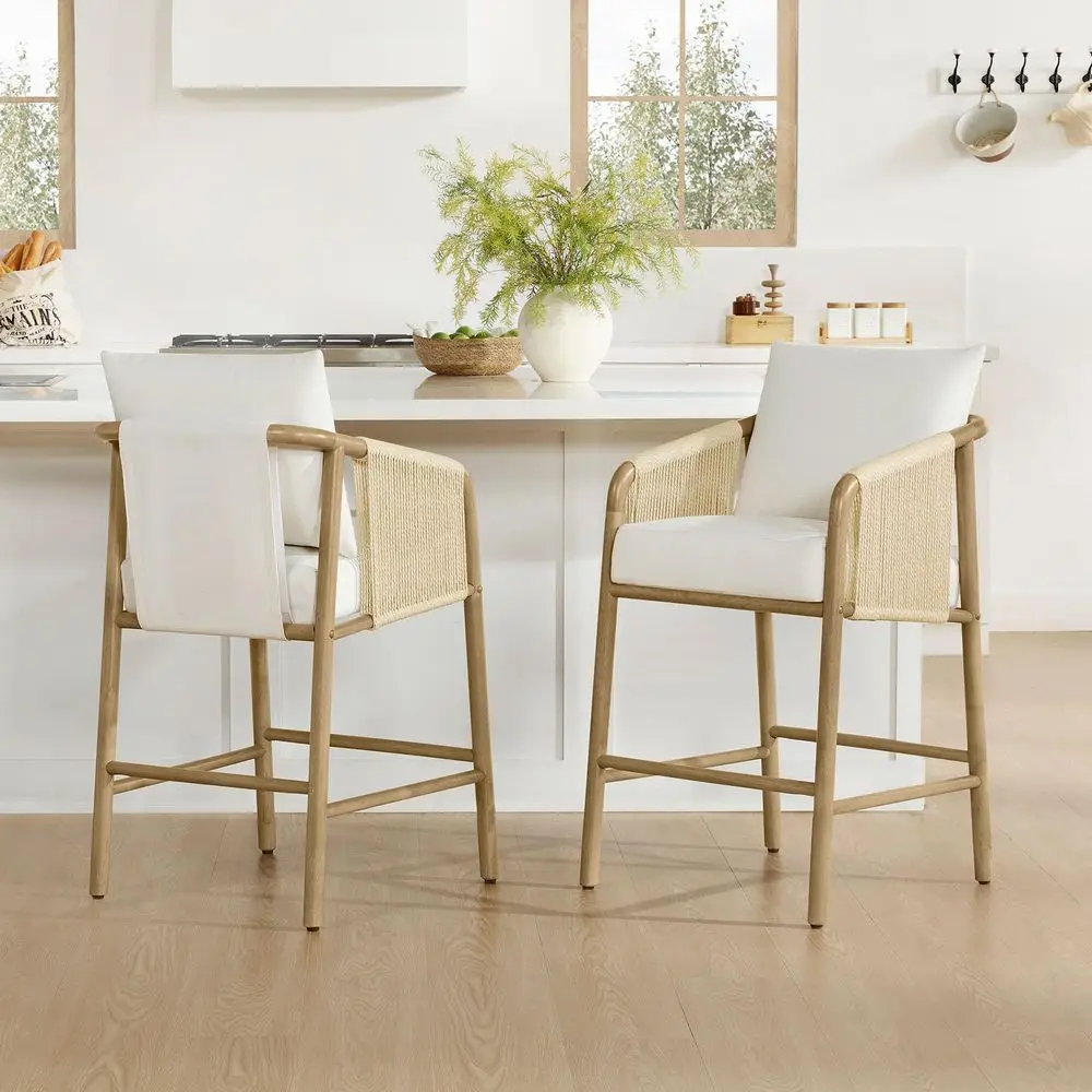 27 Counter Height Bar Stools Set of 2, Boho Woven Paper Cord Counter Stools with Back and Armrests, holstered Rope Bar Chairs
27 Counter Height Bar Stools Set of 2, Boho Woven Paper Cord Counter Stools with Back and Armrests, holstered Rope Bar Chairs