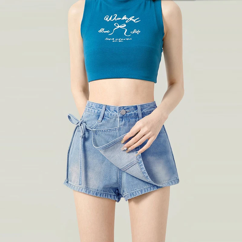 Denim Shorts Women's Ins Style New Personalized Waist Strap Irregular Fake Two High Waist Hip A Word Skirt Pants
Denim Shorts Women's Ins Style New Personalized Waist Strap Irregular Fake Two High Waist Hip A Word Skirt Pants