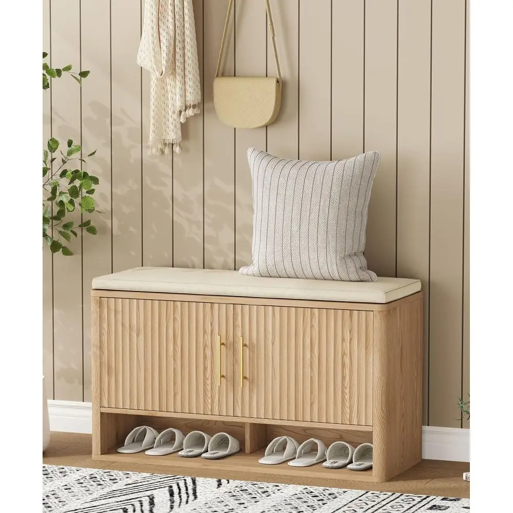 3-Tier Shoe Storage Bench with Cushion, Adjustable Shelves, Open Bottom Shelf, Natural Oak Finish for Entryway, Hallway, Living
3-Tier Shoe Storage Bench with Cushion, Adjustable Shelves, Open Bottom Shelf, Natural Oak Finish for Entryway, Hallway, Living