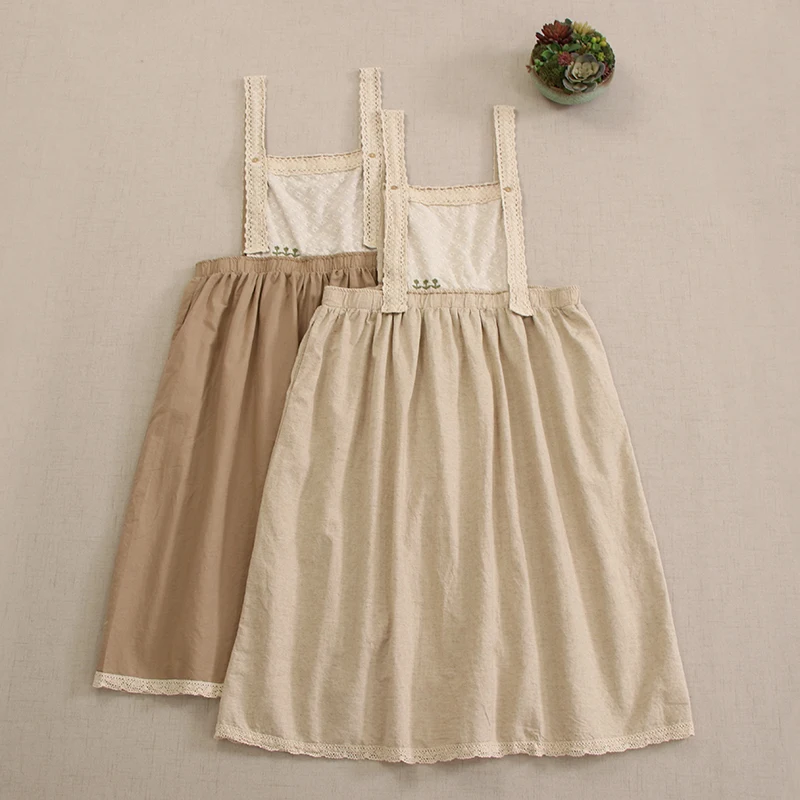 Japan Style Sweet Mori Girl Embroidery Cotton Linen Strap Dress Women Autumn Vintage Elastic Waist Casual Loose A-line Dresses
Japan Style Sweet Mori Girl Embroidery Cotton Linen Strap Dress Women Autumn Vintage Elastic Waist Casual Loose A-line Dresses