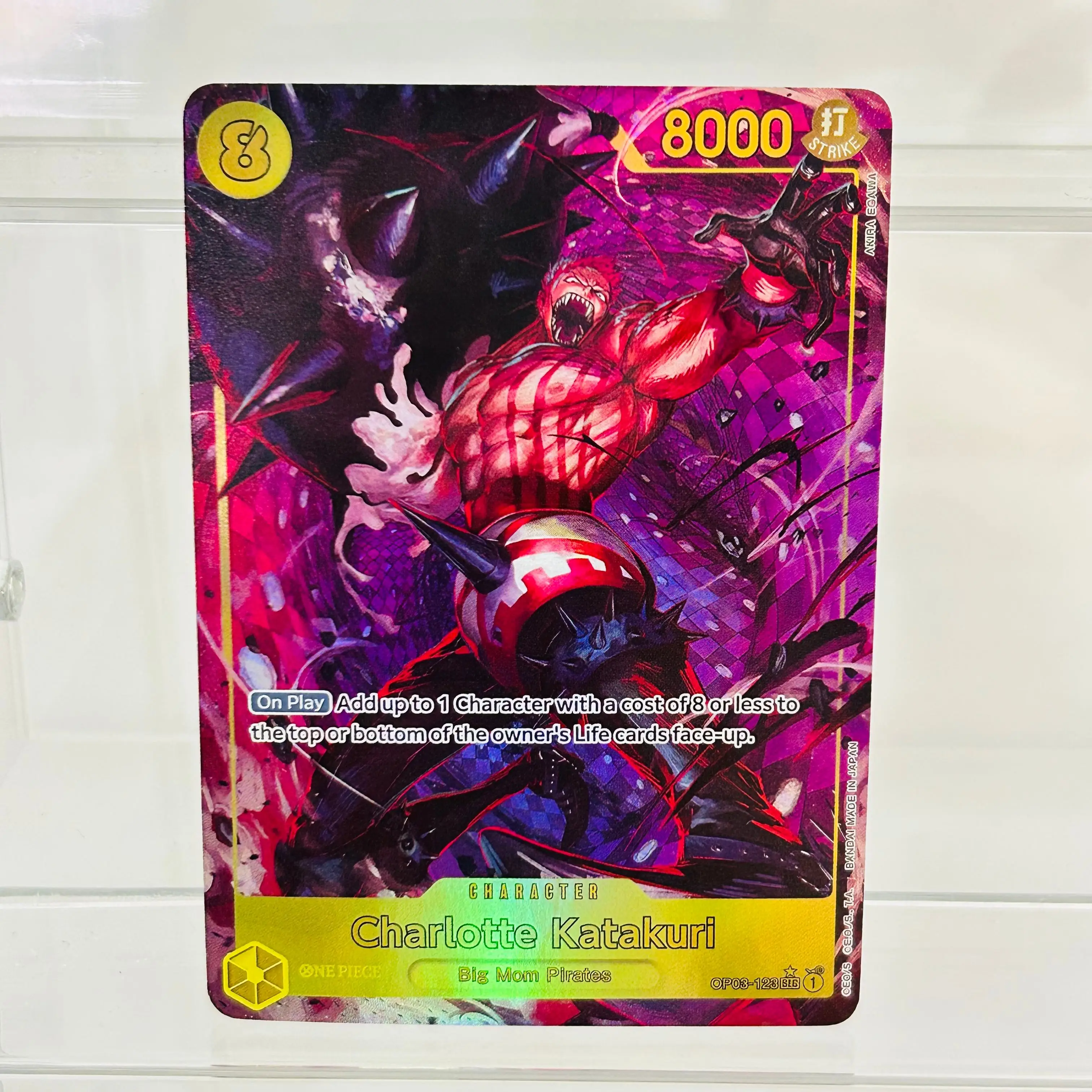 One Piece Charlotte Katakuri OP03-120 English Card Holographic Texture Perfect Condition DIY Premium Anime Collection Card
One Piece Charlotte Katakuri OP03-120 English Card Holographic Texture Perfect Condition DIY Premium Anime Collection Card