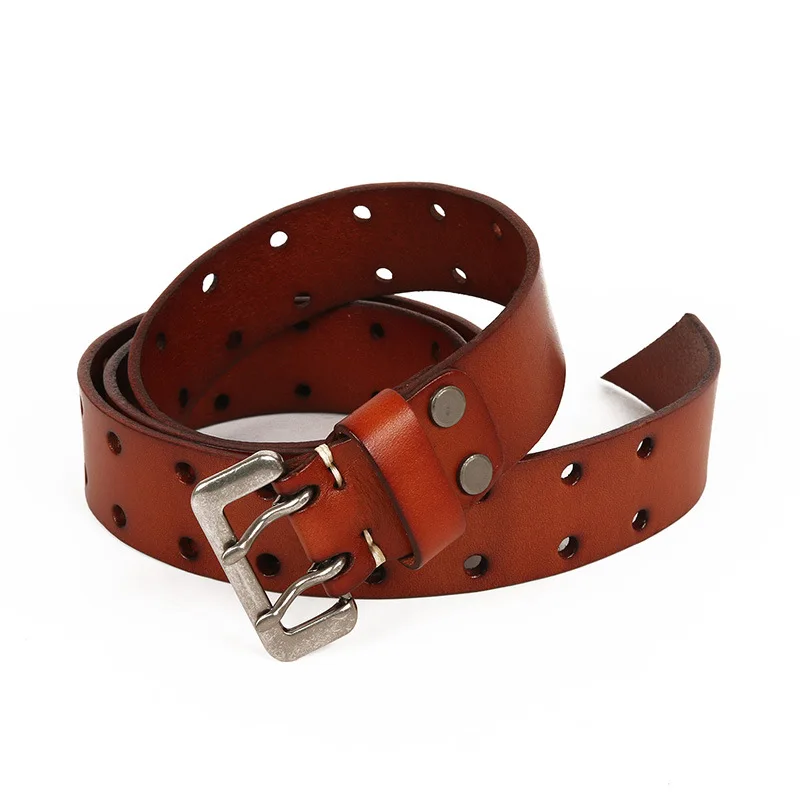 Genuine Leather Belts Double Row Hollowed-out Holes Retro Style Pin Buckle Top Layer Cowhide Leather Belts
Genuine Leather Belts Double Row Hollowed-out Holes Retro Style Pin Buckle Top Layer Cowhide Leather Belts
