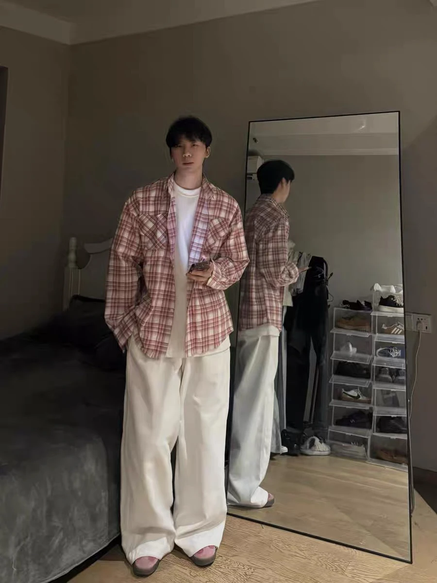 American Retro Red Plaid irt ex Casual Loose Trendy Long Sve Sun Protection Outerwear Youth ular Autumn Spring
American Retro Red Plaid irt ex Casual Loose Trendy Long Sve Sun Protection Outerwear Youth ular Autumn Spring