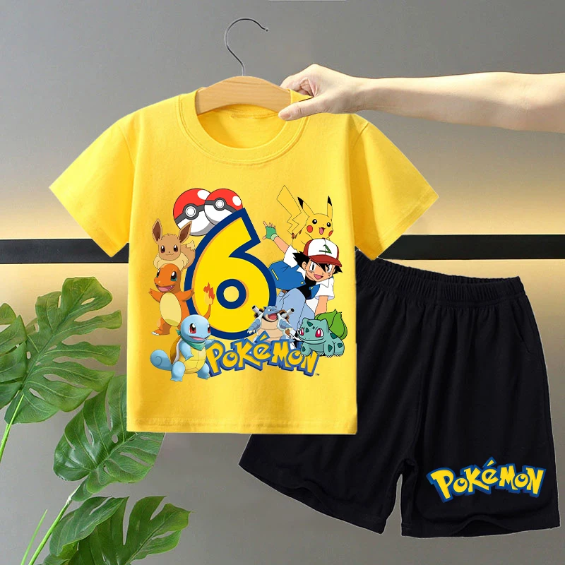 Pokemons Cartoon Number Printed T-shirt Shorts Suit Pikachu Anime Cute Short-sleeved Top Pants Set for Boys Girls Kids Clothes
Pokemons Cartoon Number Printed T-shirt Shorts Suit Pikachu Anime Cute Short-sleeved Top Pants Set for Boys Girls Kids Clothes