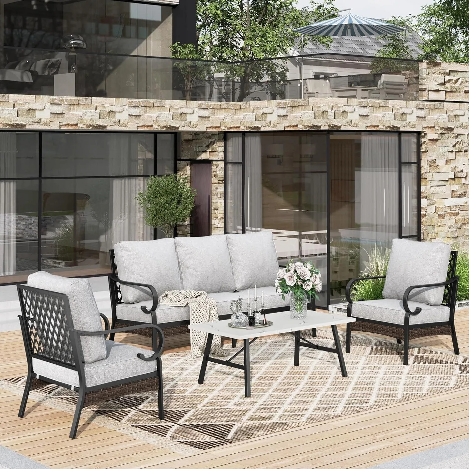 5 Seat Outdoor Conversation Sofa Set with Coffee Table Patio Furniture Set
5 Seat Outdoor Conversation Sofa Set with Coffee Table Patio Furniture Set