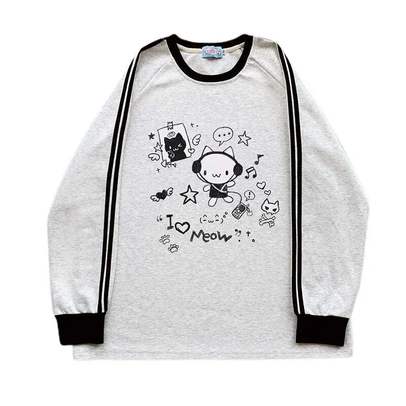 Vintage Grey Anime Cat Print Hoodies Women Kawaii Long Sleeve Sweatshirt Oversized Streetwear Korean Stripe Autumn Winter Tops
Vintage Grey Anime Cat Print Hoodies Women Kawaii Long Sleeve Sweatshirt Oversized Streetwear Korean Stripe Autumn Winter Tops