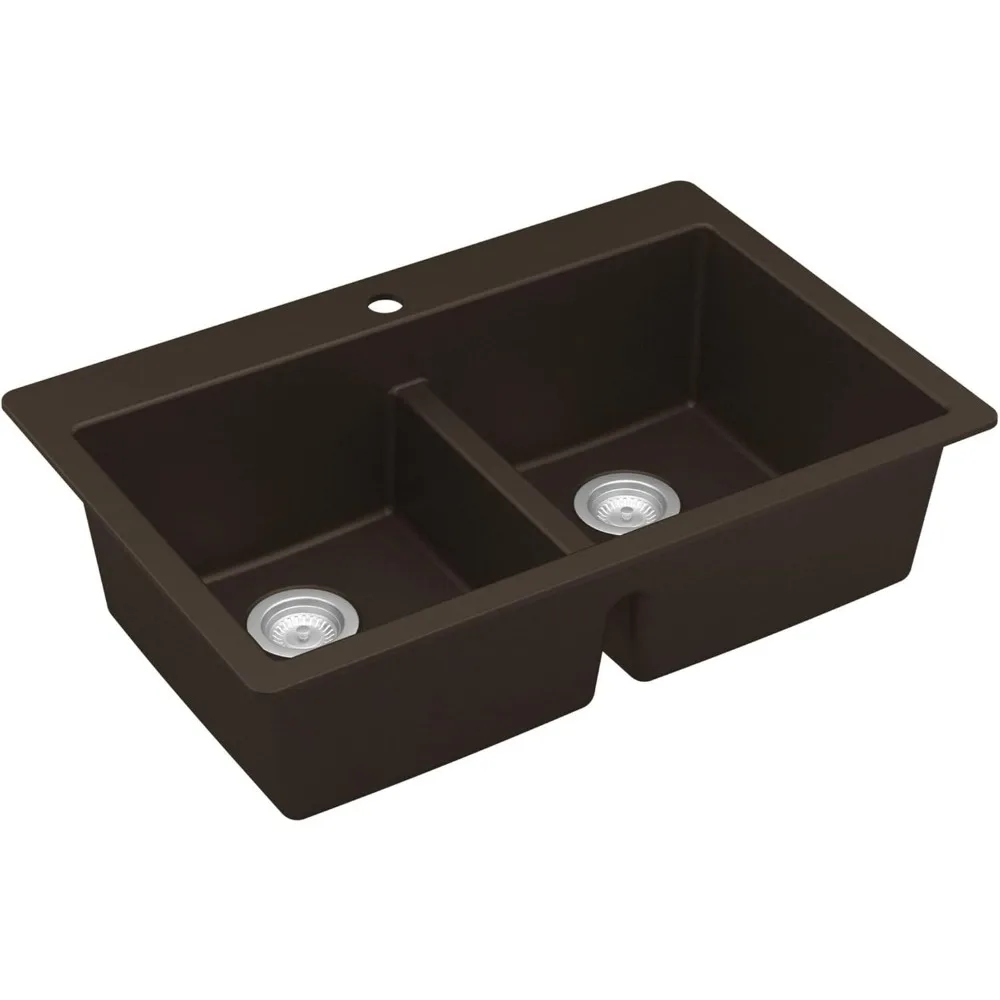 Karran 33 Brown Quartz Composite Double Bowl Kitchen Sink - Top Mount 50/50 Split Divider, 80% Natural Quartz, Heat Resistant up
Karran 33 Brown Quartz Composite Double Bowl Kitchen Sink - Top Mount 50/50 Split Divider, 80% Natural Quartz, Heat Resistant up