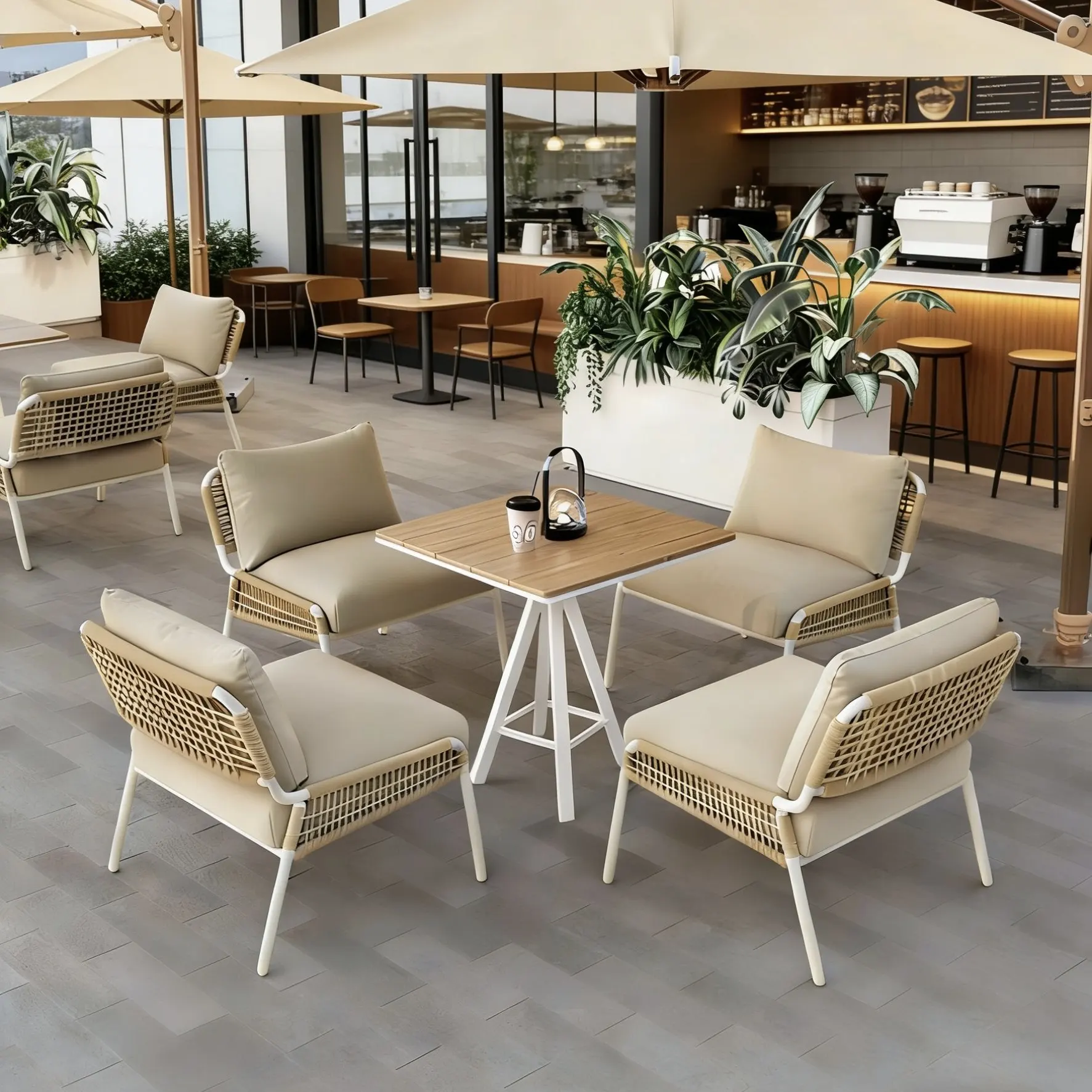 PYH Outdoor Cafe Western Restaurant Table and Chair Bar Hotel Terrace Sitting Area Sofa Table and Chair Outside
PYH Outdoor Cafe Western Restaurant Table and Chair Bar Hotel Terrace Sitting Area Sofa Table and Chair Outside