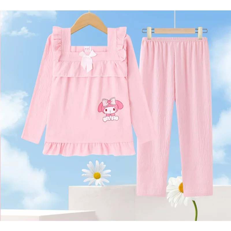 Осенняя Новинка, хлопковые брюки с длинным рукавом Sanrio Melody, комплект из двух предметов, Детская Женская пижама, Детский комплект домашней одежды
Осенняя Новинка, хлопковые брюки с длинным рукавом Sanrio Melody, комплект из двух предметов, Детская Женская пижама, Детский комплект домашней одежды