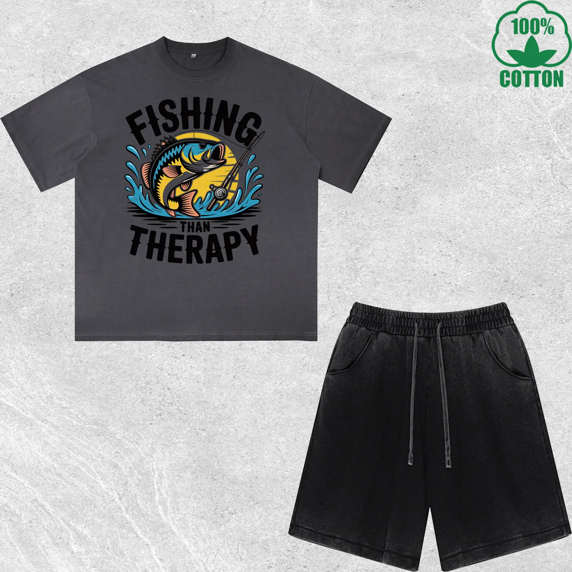 Fishing Therapy Printed Dirty Wash T-Shirt Shorts Set Multicolor Combo Loose Trendy Fashionable 100%Cotton
Fishing Therapy Printed Dirty Wash T-Shirt Shorts Set Multicolor Combo Loose Trendy Fashionable 100%Cotton