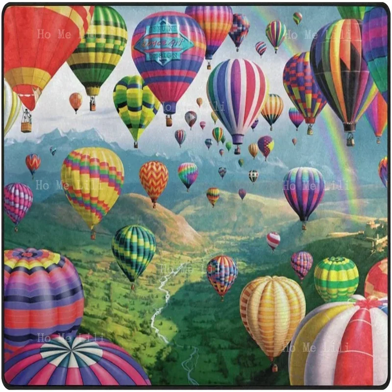 Many Colorful Air Balloons Fly In The Sky Below Were Fields And Mountains As Far As The Eye Could See Flannel Floor Rugs
Many Colorful Air Balloons Fly In The Sky Below Were Fields And Mountains As Far As The Eye Could See Flannel Floor Rugs