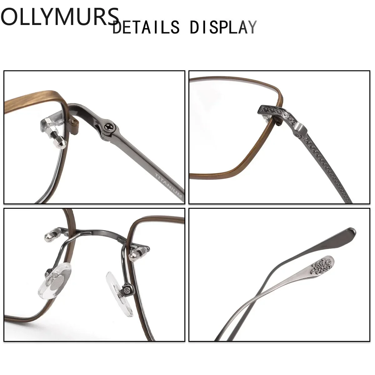 Ollymurs Glasses Frame Square Optical Prescription Pure Titanium Eyeglass Frame for Men Double Color Carving Spectacle Frame
Ollymurs Glasses Frame Square Optical Prescription Pure Titanium Eyeglass Frame for Men Double Color Carving Spectacle Frame
