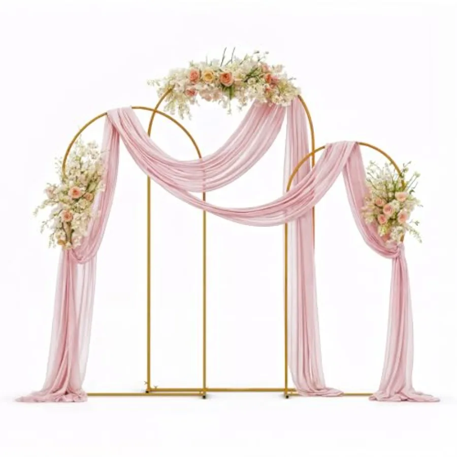 Wedding arch backdrop stand set for party decoration: 3-piece gold metal arched frames 7.2FT, 6.6FT, 6FT durable, lightweight,
Wedding arch backdrop stand set for party decoration: 3-piece gold metal arched frames 7.2FT, 6.6FT, 6FT durable, lightweight,