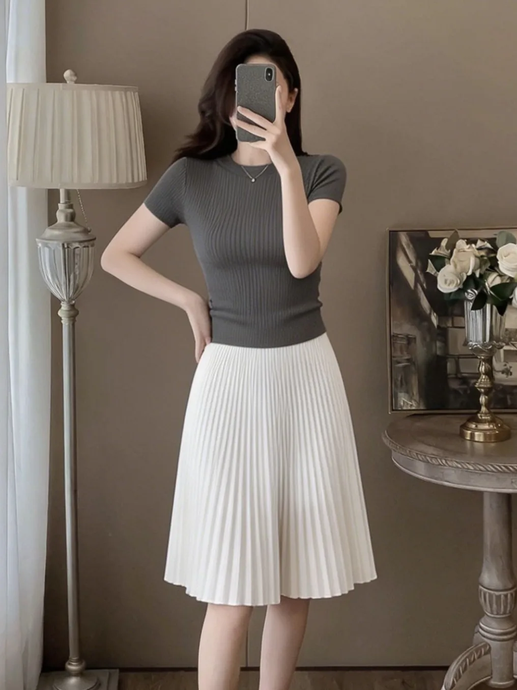 Summer Slimming round Neck Short Sleeve Top High Waist Midi Skirt Two Piece Set Elegant Commuting Fashion Ensemble Knitted Fa...
Summer Slimming round Neck Short Sleeve Top High Waist Midi Skirt Two Piece Set Elegant Commuting Fashion Ensemble Knitted Fa...